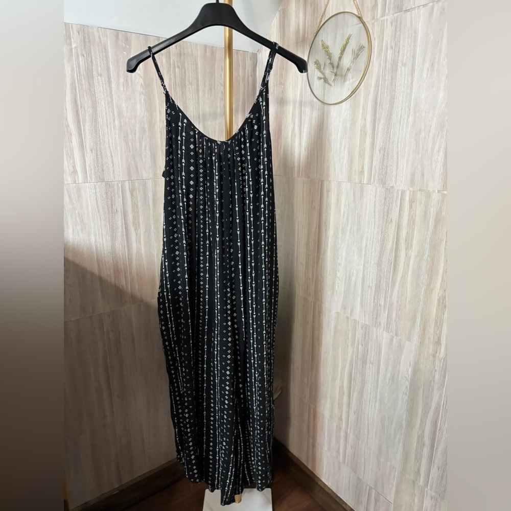 Hem & Thread Black Jumpsuit with White Pattern